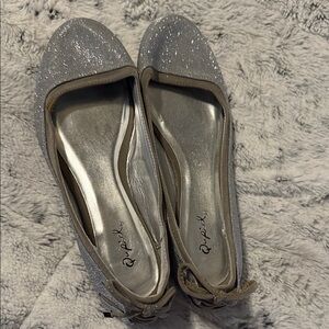Qupid Women's Sparkling Silver Loafers